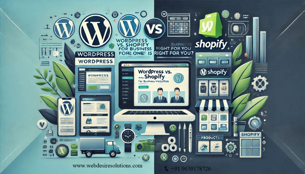 A side-by-side comparison of WordPress and Shopify for business websites, highlighting features, pricing, customization, and ease of use.